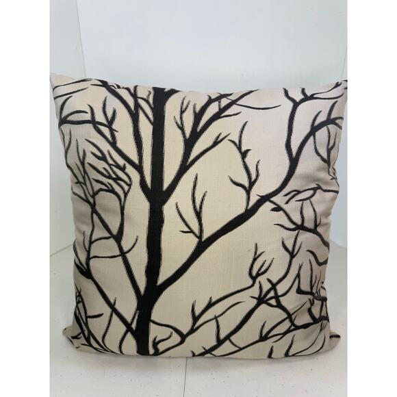 Willow Tree Pattern Square Pillow Home Decor Winter Halloween Grey Black 16x16 - Picture 1 of 4